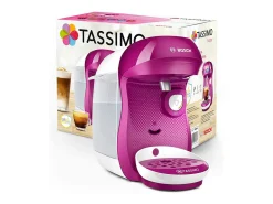 Cafetera multibebida Tassimo Happy Bosch 0,7L con lector de código inteligente blanco/rosa