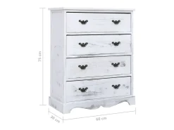Cajonera de madera blanca 60x30x75 cm