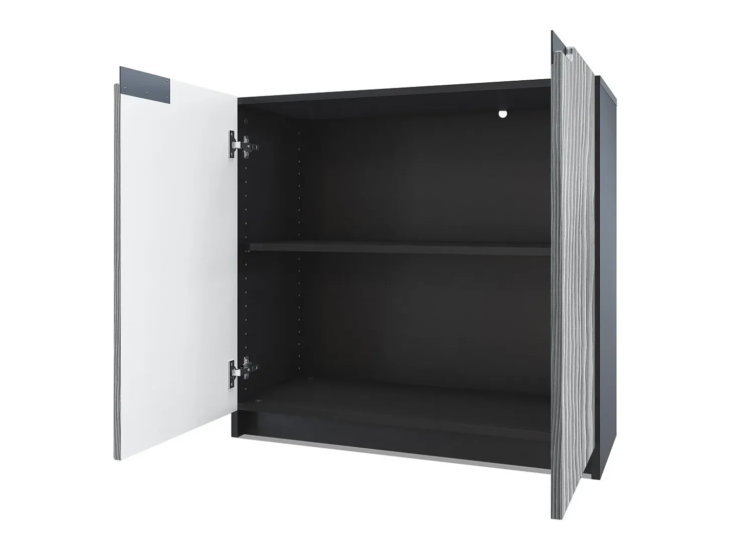 Cajonera Logan, Cómoda con 2 Puertas, negro mate/negro de alto brillo (82 x 78 x 37 cm)