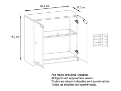 Cajonera Logan, Cómoda con 2 Puertas, blanco mate/gris claro satinado (82 x 78 x 37 cm)