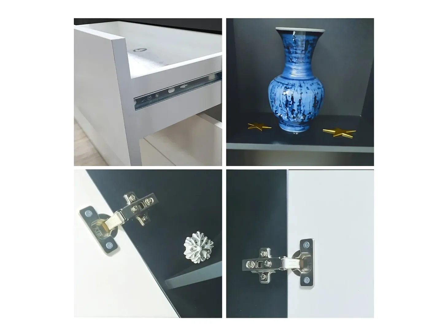 Cajonera Skadu Neo, Cómoda con 2 Puertas, 3 Cajones y 1 Compartimento abierto, antracita mate/blanco mate (138,5 x 71,5 x 35 cm)