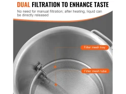 Caldera de Elaboración de Cerveza SucceBuy de Acero Inoxidable de 19L, Hervidor de Fondo Triple, Suministros de Elaboración de Cerveza Casera, Tapa, Termómetro