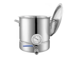 Caldera de Elaboración de Cerveza SucceBuy de Acero Inoxidable de 19L, Hervidor de Fondo Triple, Suministros de Elaboración de Cerveza Casera, Tapa, Termómetro