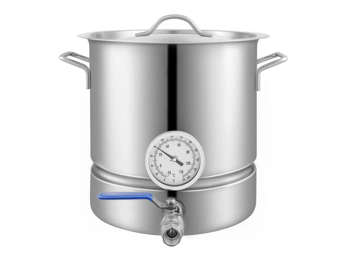 Caldera de Elaboración de Cerveza SucceBuy de Acero Inoxidable de 19L, Hervidor de Fondo Triple, Suministros de Elaboración de Cerveza Casera, Tapa, Termómetro