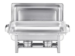 Calentadores de Comida SucceBuy Juego de Platos Calentadores Rectangulares de 4 Piezas de 7.5 L, Acero Inoxidable
