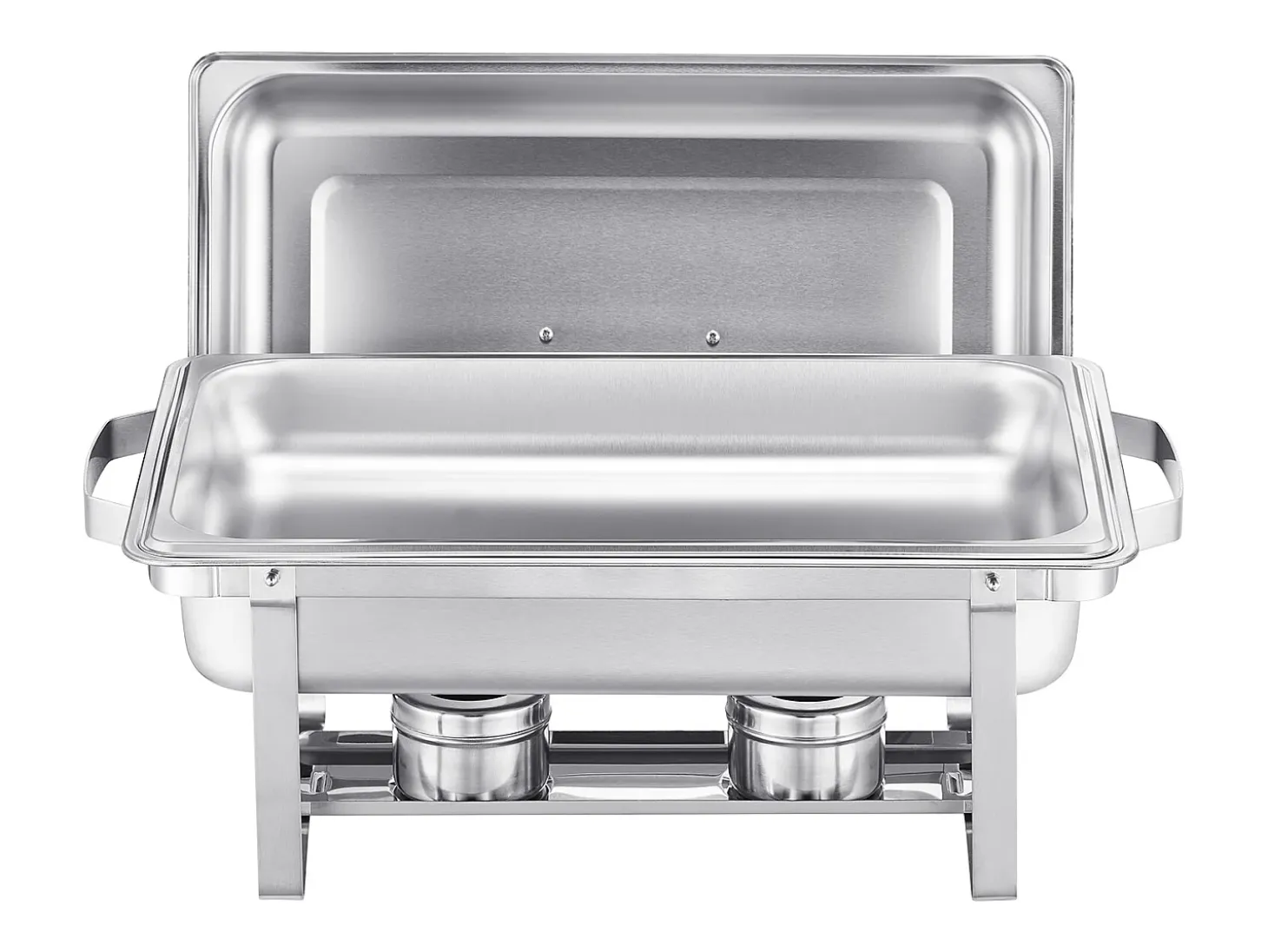 Calentadores de Comida SucceBuy Juego de Platos Calentadores Rectangulares de 4 Piezas de 7.5 L, Acero Inoxidable