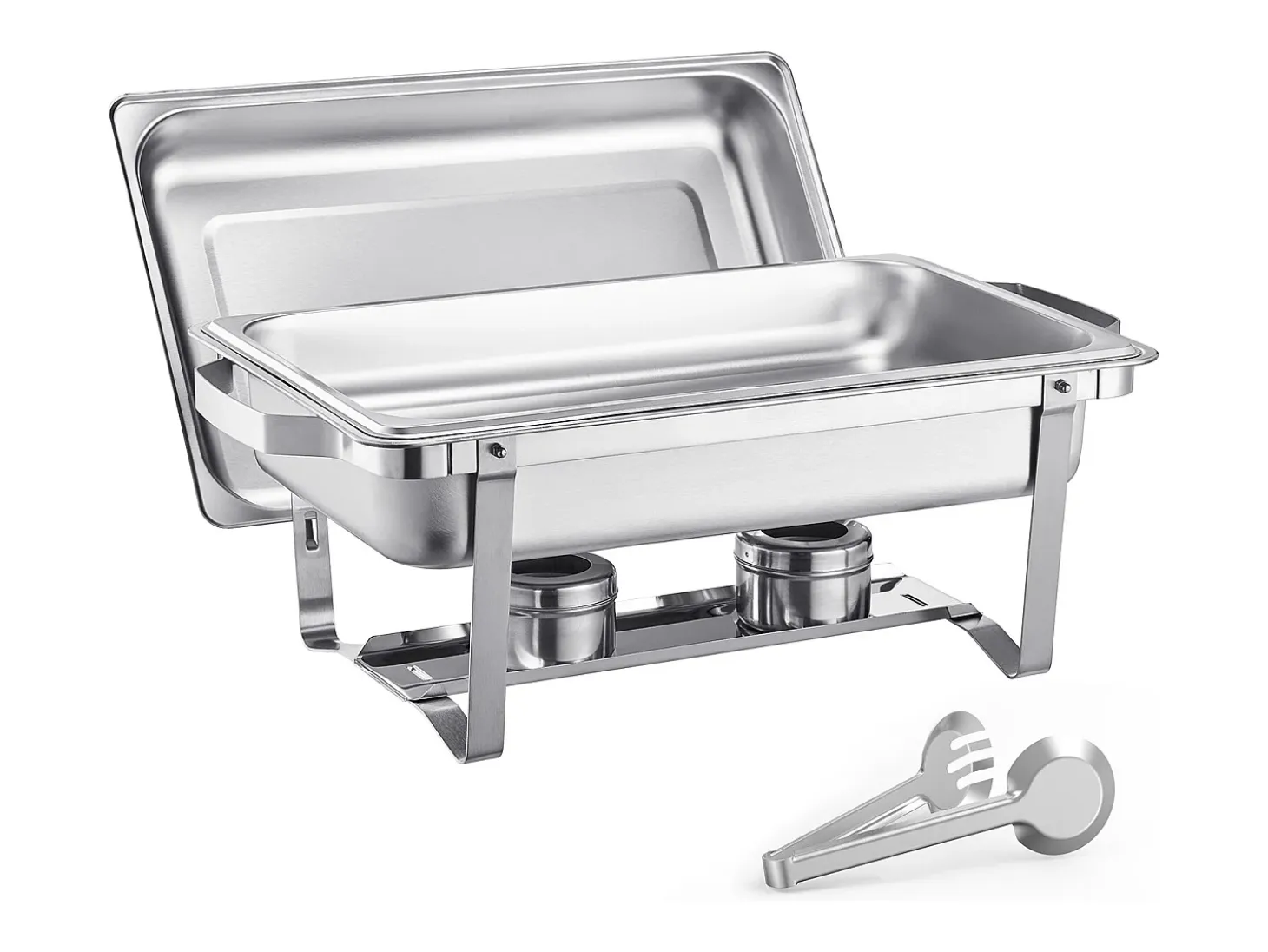 Calentadores de Comida SucceBuy Juego de Platos Calentadores Rectangulares de 4 Piezas de 7.5 L, Acero Inoxidable