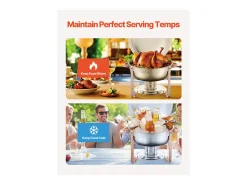 Calentadores de Comida SucceBuy Juego de 4 Calentadores de Bufé Redondos de 4.7 L, con Tapa, con 4 Cuencos de Gran Capacidad, Tapa y Pinzas, Ideal para Bufés
