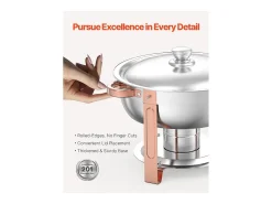 Calentadores de Comida SucceBuy Juego de 4 Calentadores de Bufé Redondos de 4.7 L, con Tapa, con 4 Cuencos de Gran Capacidad, Tapa y Pinzas, Ideal para Bufés