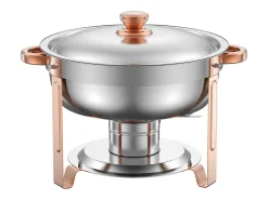 Calentadores de Comida SucceBuy Juego de 4 Calentadores de Bufé Redondos de 4.7 L, con Tapa, con 4 Cuencos de Gran Capacidad, Tapa y Pinzas, Ideal para Bufés