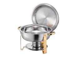 Calentadores de Comida SucceBuy Juego de 4 Calentadores de Bufé Redondos de 4.7 L, de Acero Inoxidable, con 4 Cuencos de Gran Capacidad, Tapa y Pinzas