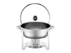 Calentadores de Comida SucceBuy Juego de 2 Platos de Calentamiento Redondos de Acero Inoxidable para Bufé, de 4.7 L con Cacerolas de Tamaño Completo