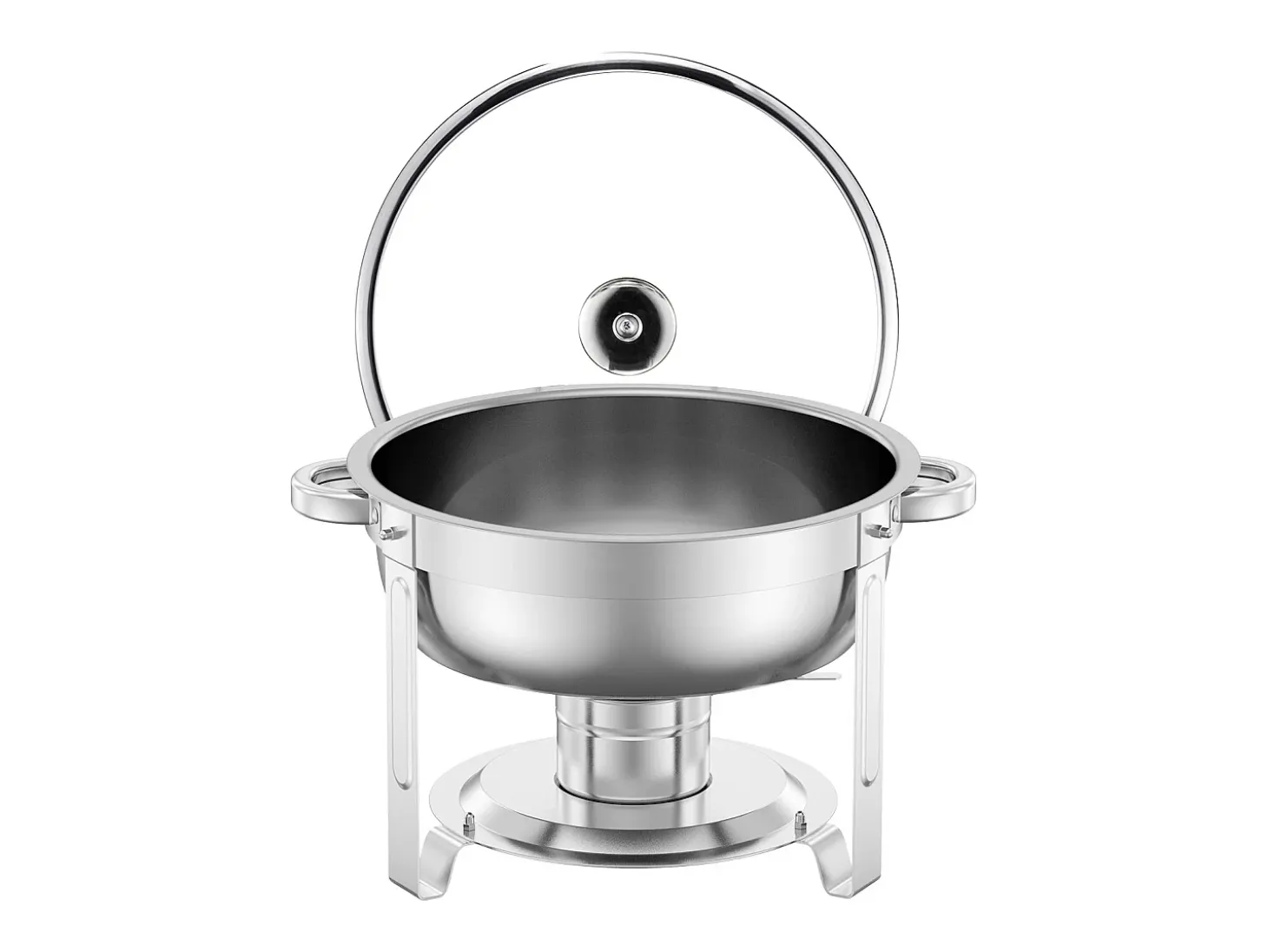 Calentadores de Comida SucceBuy Juego de 2 Platos de Calentamiento Redondos de Acero Inoxidable para Bufé, de 4.7 L con Cacerolas de Tamaño Completo