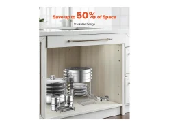 Calentadores de Comida SucceBuy Juego de 2 Platos de Calentamiento Redondos de Acero Inoxidable para Bufé, de 4.7 L con Cacerolas de Tamaño Completo