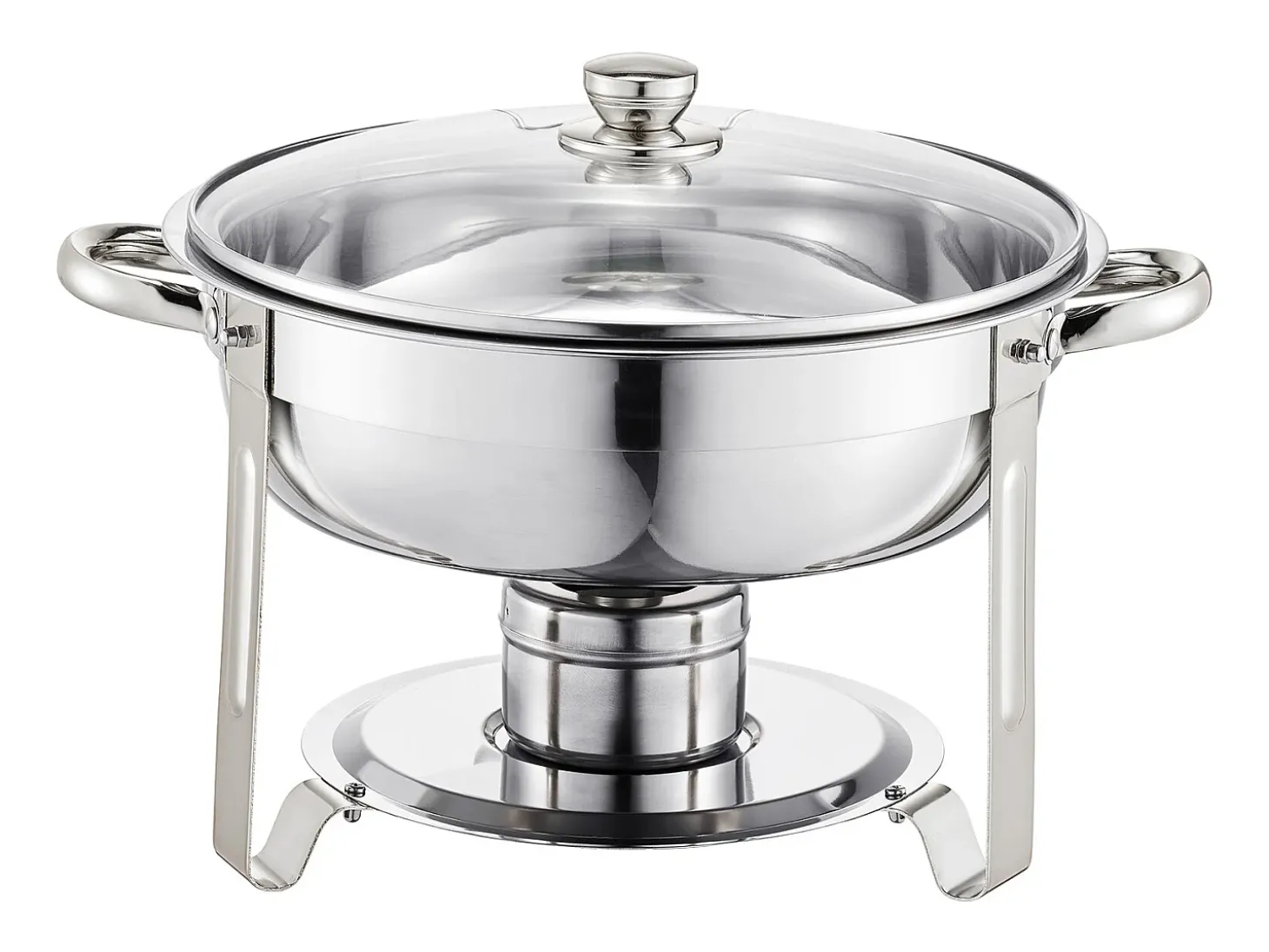 Calentadores de Comida SucceBuy Juego de 2 Platos de Calentamiento Redondos de Acero Inoxidable para Bufé, de 4.7 L con Cacerolas de Tamaño Completo