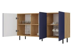CAMI - Aparador 3 puertas glamour - 150x40x78 cm - 4 nichos de almacenaje - Puertas de lamas
