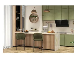 CANDICE-Silla de bar de tela verde (x2)