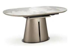 Cappuccino extensible de metal y mármol mesa de comedor 160cm Calexo