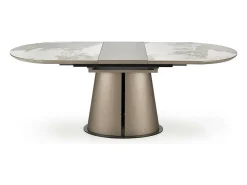 Cappuccino extensible de metal y mármol mesa de comedor 160cm Calexo