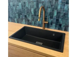 Carrit fregadero 1 cuba grande solo 78x43.5 granito negro Essebagno