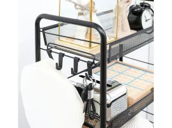 Carrito auxiliar Blum Homcom 4 niveles + ganchos + ruedas negro 84x45x26,5 cm