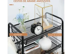 Carrito auxiliar Blum Homcom 4 niveles + ganchos + ruedas negro 84x45x26,5 cm