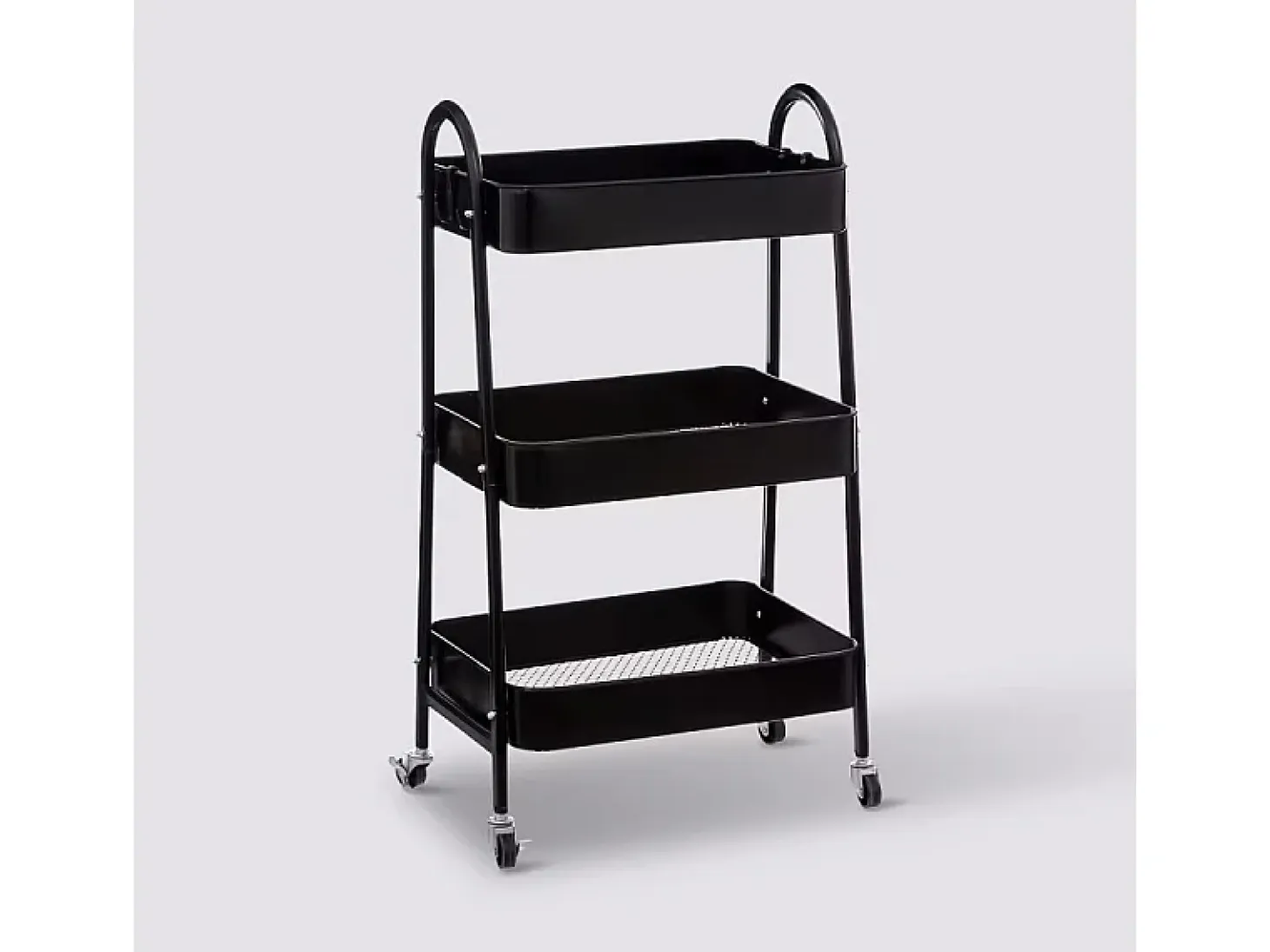 Carrito auxiliar con ruedas 3 estantes negro 78x44x32 cm