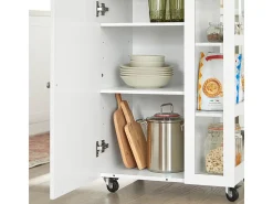Carrito Auxiliar de Cocina Tres estantes y una Puerta 60x40x90cm Blanco FKW75-WN SoBuy ES