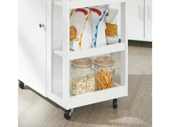 Carrito Auxiliar de Cocina Tres estantes y una Puerta 60x40x90cm Blanco FKW75-WN SoBuy ES