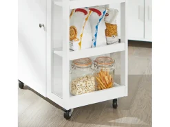 Carrito Auxiliar de Cocina Tres estantes y una Puerta 60x40x90cm Blanco FKW75-WN SoBuy ES