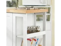 Carrito Auxiliar de Cocina Tres estantes y una Puerta 60x40x90cm Blanco FKW75-WN SoBuy ES