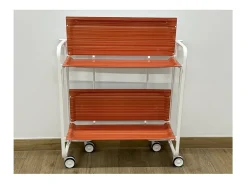 Carrito auxiliar plegable con ruedas - Estructura metálica blanca, 2 estantes laminados color Rayas anaranjadas – 72*66*43 cm - BAUHAUS