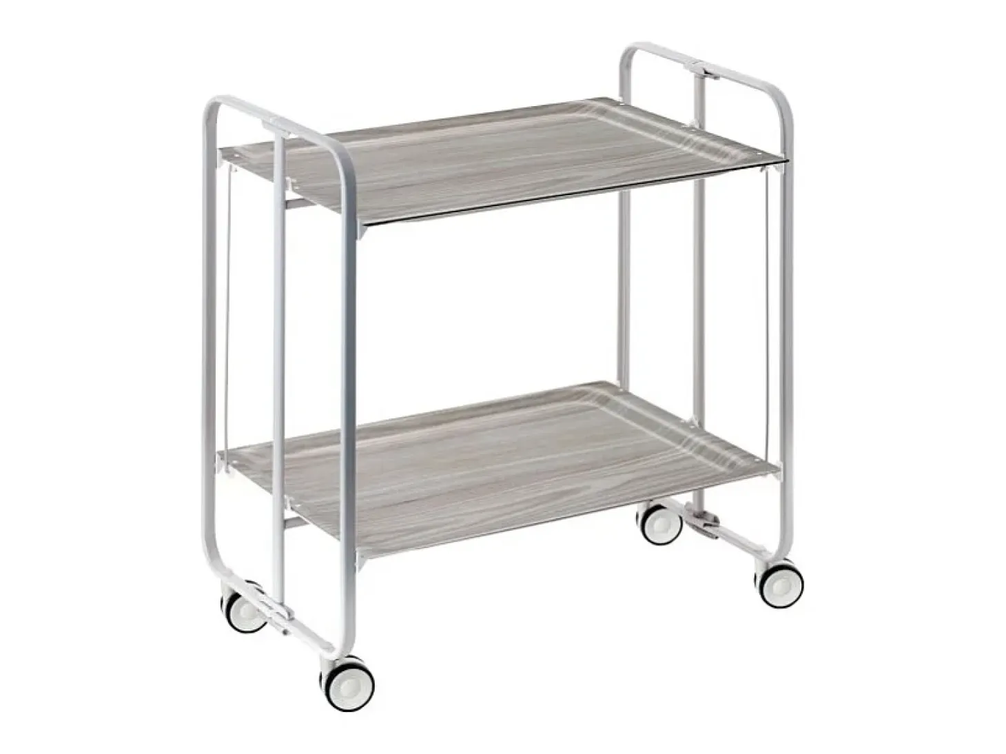 Carrito auxiliar plegable con ruedas - Estructura metálica gris, 2 estantes laminados color Fresno – 72*66*43 cm - BAUHAUS