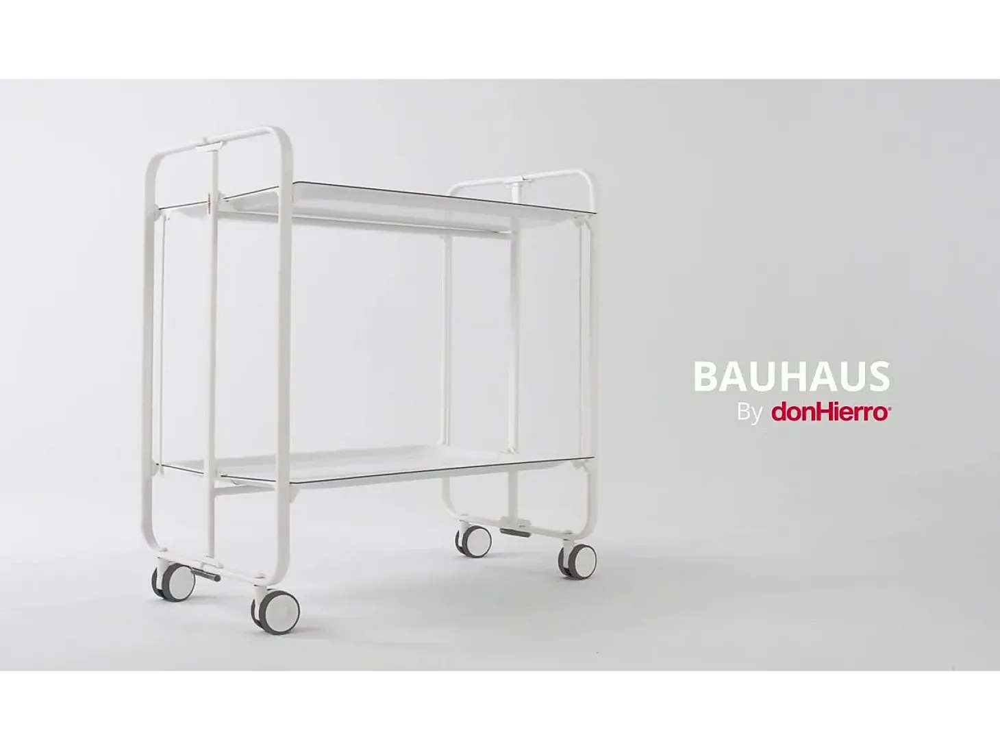 Carrito auxiliar plegable con ruedas - Estructura metálica blanca, 2 estantes laminados Decorado Vintage6 – 72*66*43 cm - BAUHAUS