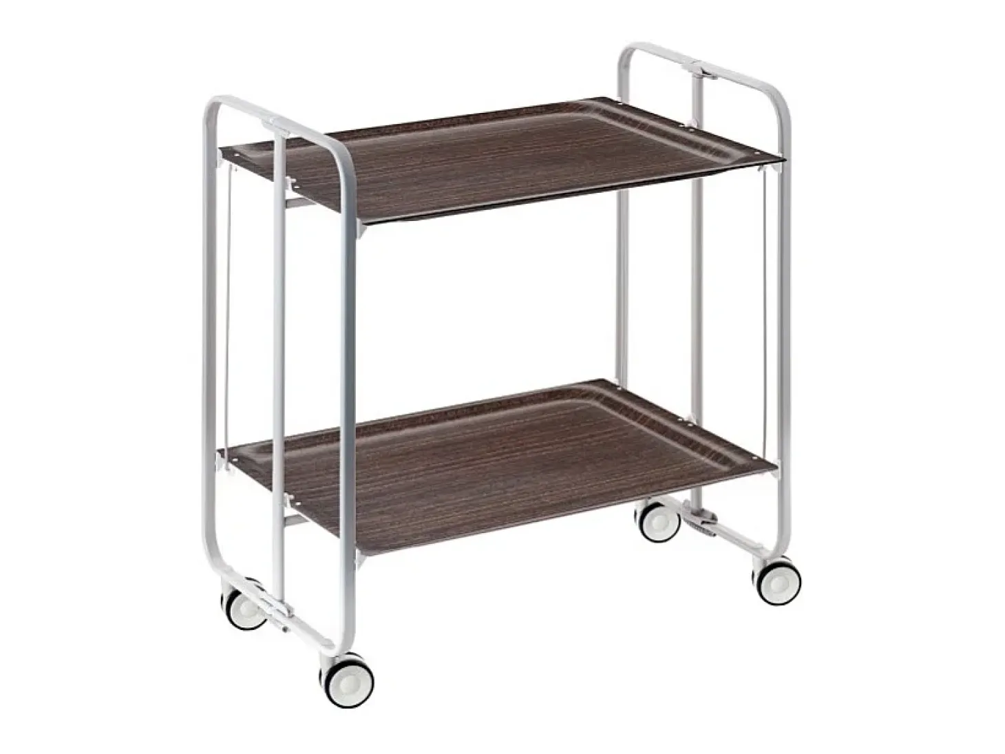 Carrito auxiliar plegable con ruedas - Estructura metálica gris, 2 estantes laminados color Wengué – 72*66*43 cm - BAUHAUS