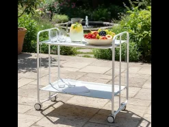 Carrito auxiliar plegable con ruedas - Estructura metálica blanca, 2 estantes blancos laminados – 72*66*43 cm - BAUHAUS