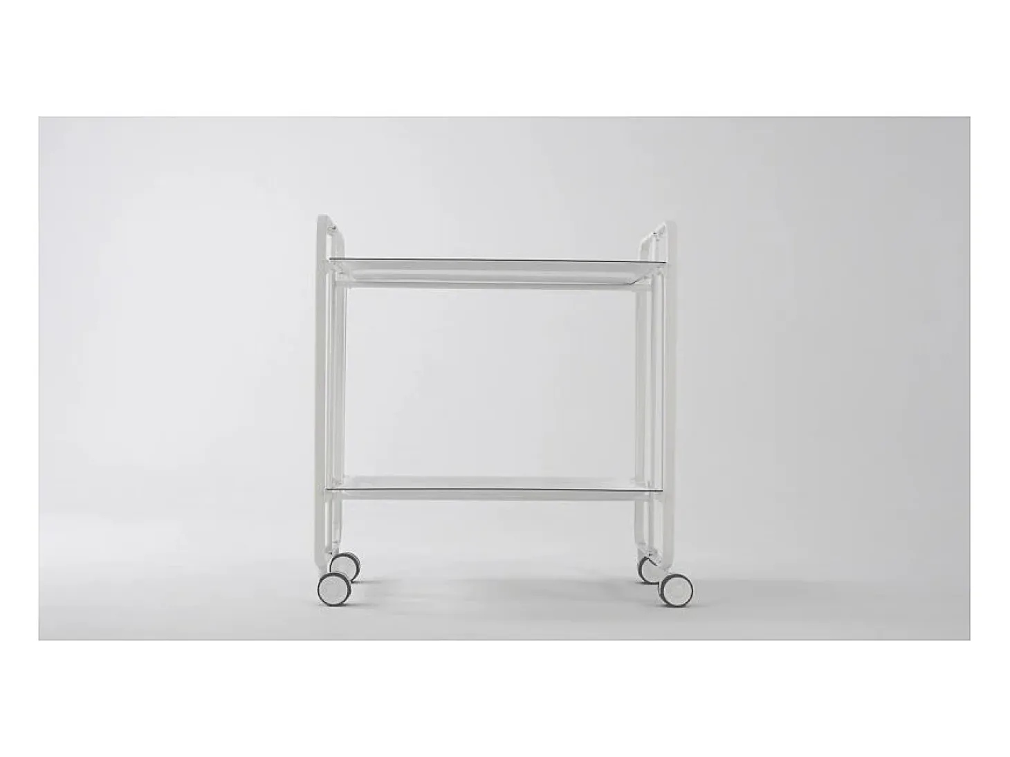 Carrito auxiliar plegable con ruedas - Estructura metálica blanca, 2 estantes blancos laminados – 72*66*43 cm - BAUHAUS