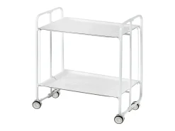 Carrito auxiliar plegable con ruedas - Estructura metálica blanca, 2 estantes blancos laminados – 72*66*43 cm - BAUHAUS