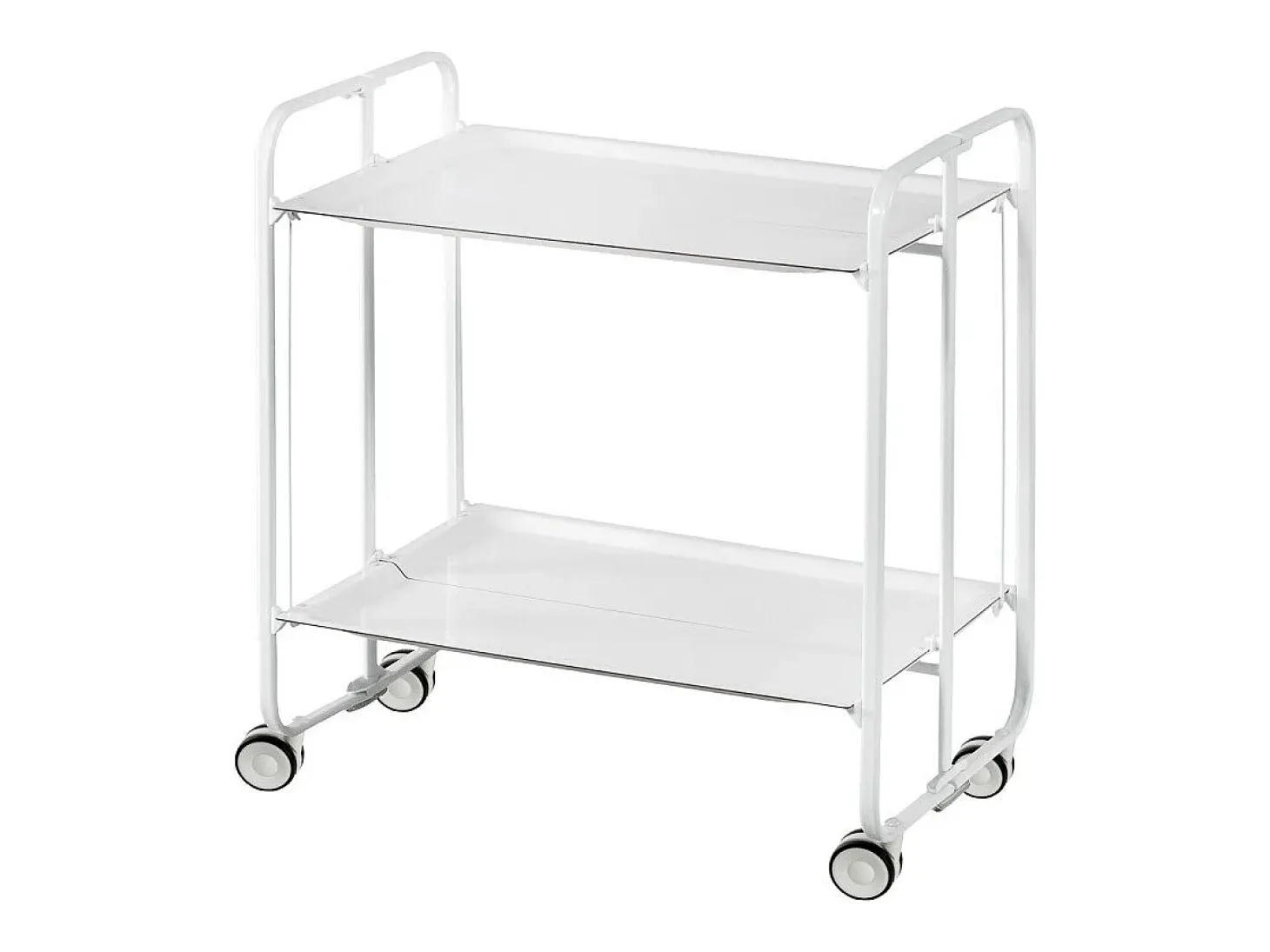 Carrito auxiliar plegable con ruedas - Estructura metálica blanca, 2 estantes blancos laminados – 72*66*43 cm - BAUHAUS
