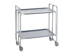 Carrito auxiliar plegable con ruedas - Estructura metálica gris, 2 estantes laminados color gris – 72*66*43 cm - BAUHAUS
