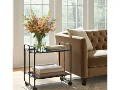 Carrito auxiliar plegable con ruedas - Estructura metálica negra, 2 estantes laminados negros – 72*66*43 cm - BAUHAUS