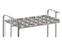Carrito auxiliar plegable con ruedas - Estructura metálica gris, 2 estantes laminados decorado Buhos – 72*66*43 cm - BAUHAUS