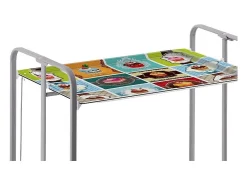 Carrito auxiliar plegable con ruedas - Estructura metálica gris, 2 estantes laminados decorado Vintage2 – 72*66*43 cm - BAUHAUS