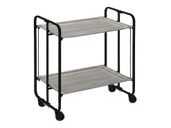 Carrito auxiliar plegable con ruedas - Estructura metálica negra, 2 estantes laminados color Fresno – 72*66*43 cm - BAUHAUS