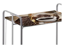 Carrito auxiliar plegable con ruedas - Estructura metálica gris, 2 estantes laminados Decorado Café – 72*66*43 cm - BAUHAUS