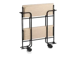 Carrito auxiliar plegable con ruedas - Estructura metálica negra, 2 estantes laminados color Haya – 72*66*43 cm - BAUHAUS
