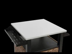 Carrito bar con una puerta, isla de cocina exterior de ratán, mesa extensible de acero inoxidable, con ruedas y asa lateral (76x56x85 cm)
