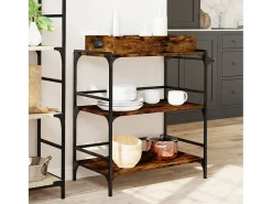 Carrito cocina madera ingeniería roble ahumado 81,5x41x92,5 cm