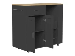 Carrito con ruedas para almacenamiento de cocina, especiero de 3 niveles, estante abierto, color negro