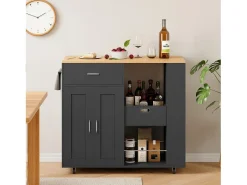 Carrito con ruedas para almacenamiento de cocina, especiero de 3 niveles, estante abierto, color negro